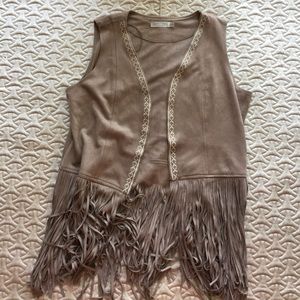 Faux Suede - Fringe Vest - M